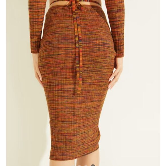 GUESS Cinched Front Anika Ribbed Bodycon Skirt Small - Picture 3 of 12
